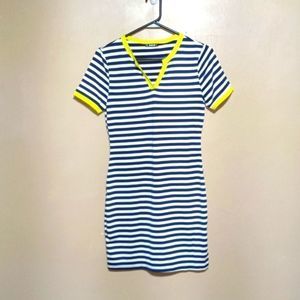 SHEIN Navy and white with neon yellow accents, dress, sz S